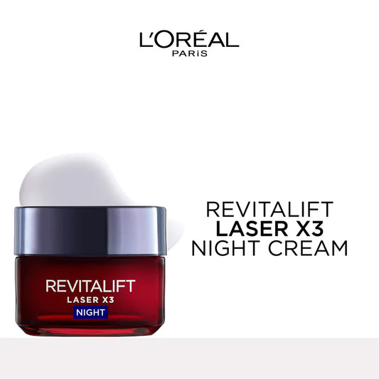 L'Oréal Paris, Revitalift Laser x3 Anti-Aging Moisturizing Night Cream, against Wrinkles and Signs of Aging, with Pro-Retinol, 50ml