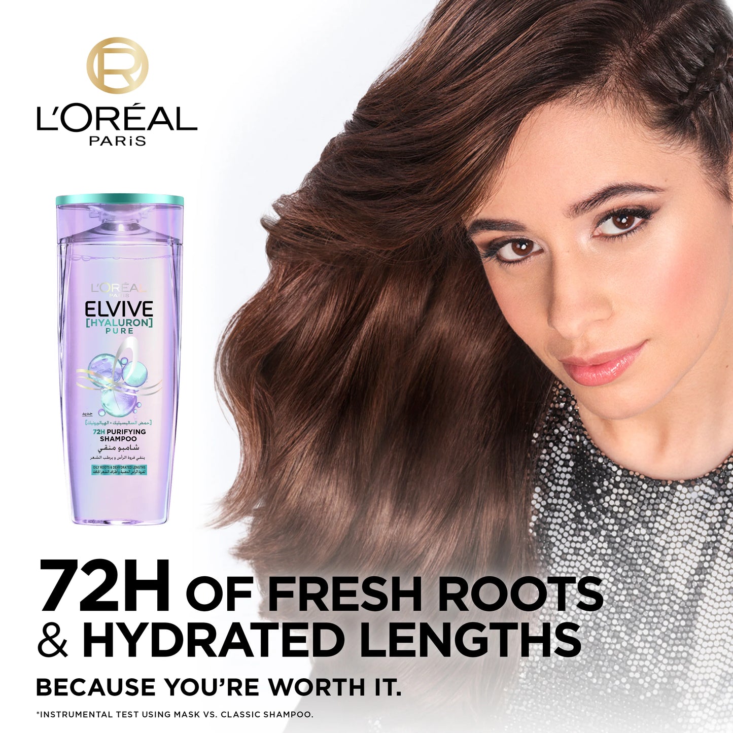 L’Oréal Paris Elvive Hyaluron Pure Purifying Shampoo for Oily Roots And Dehydrated Length 400 ML