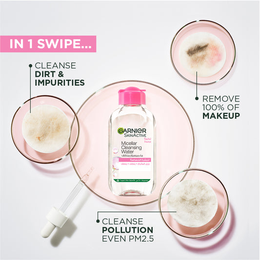 Garnier Micellar Water Facial Cleanser and Makeup Remover Pink for Sensitive Skin 100ml