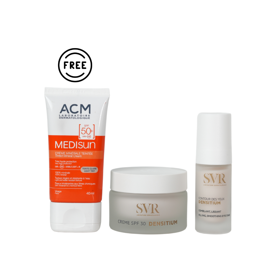 Densitium Cream SPF 30 + Densitium Eye Contour + Free ACM Medisun Tinted Mineral Sunscreen SPF 50