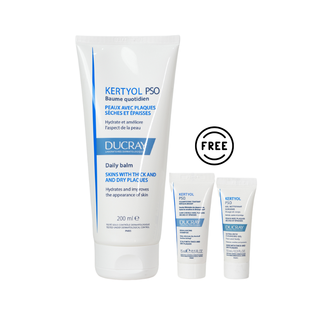Kertyol PSO Daily Balm 200 ml + Free Kertyol PSO Shampoo 15ml + Free Kertyol PSO Gel 10-ml