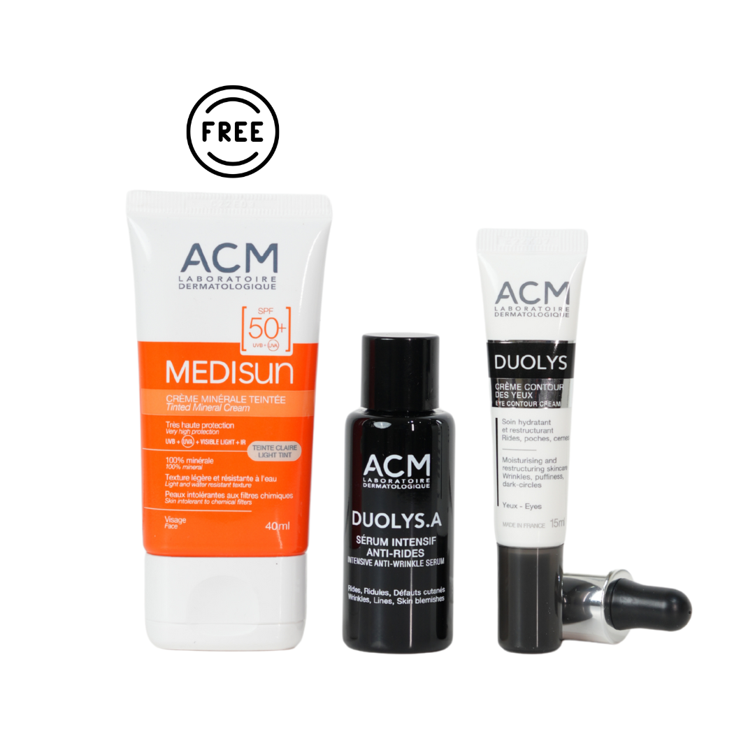 Duolys A Intensive Anti Wrinkle Serum 30 ml + Duolys Eye Contour + Free ACM Medisun Tinted Mineral Sunscreen SPF 50