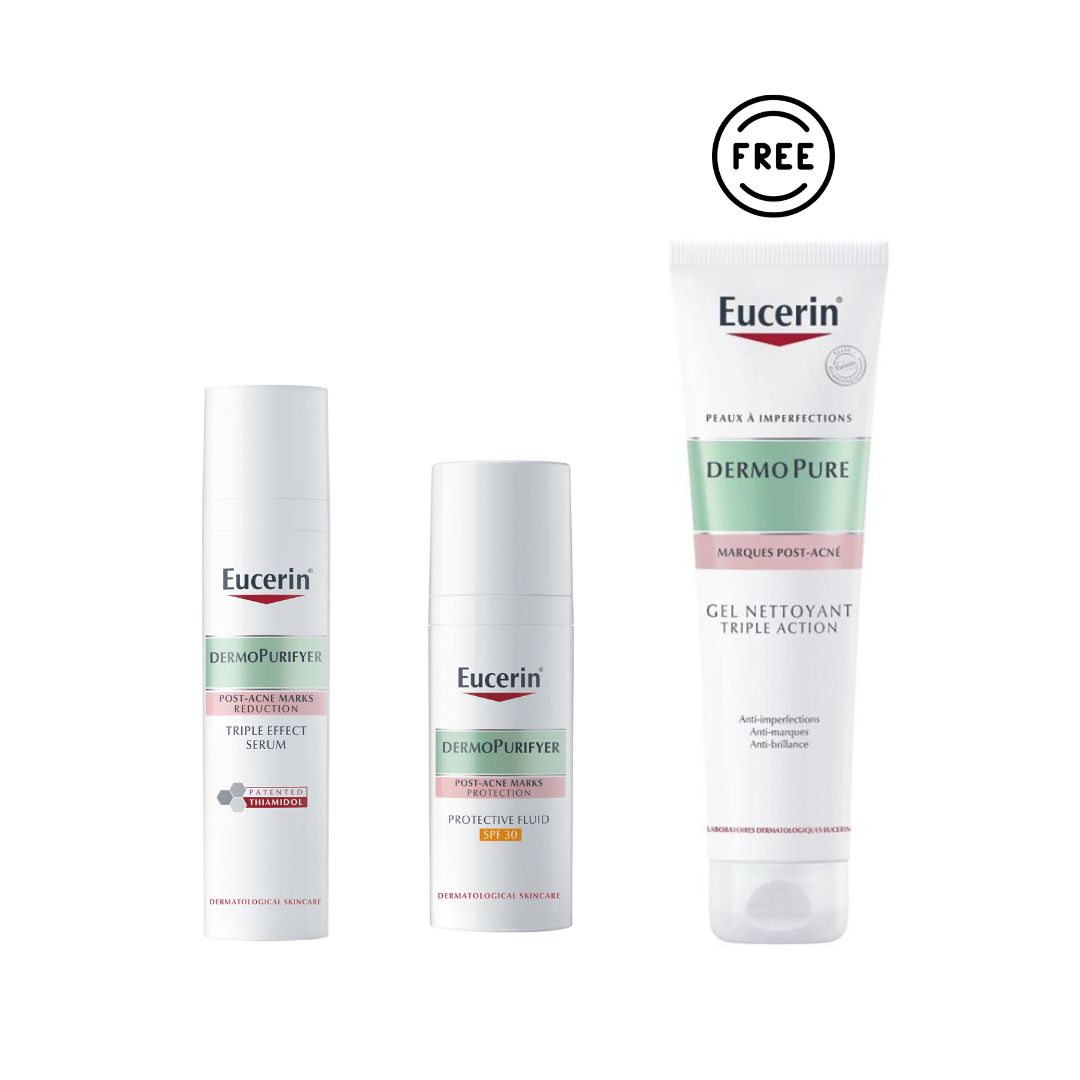 Dermo Purifyer Oil Control Protective Fluid SPF 30+ Dermo Purifyer Oil Control Triple Effect Serum+ Free Dermo Purifyer Triple Effect Cleansing Gel 150 ml