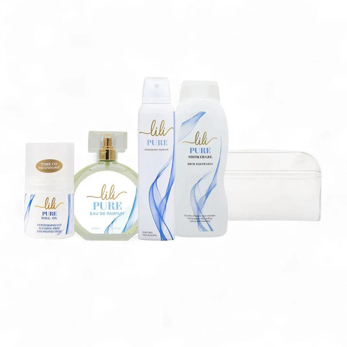 Lili – Pure Coffret Pouch Eau de Parfum 100 ml + Shower Gel + Deodorant + Roll-on
