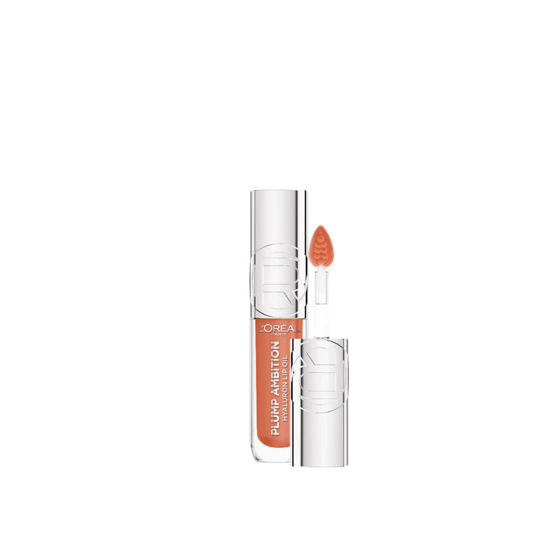 L’Oréal Paris Plump Ambition Hyaluron Lip Oil, 24HR Hydration and Volumizing Shine-641 Latte Glace