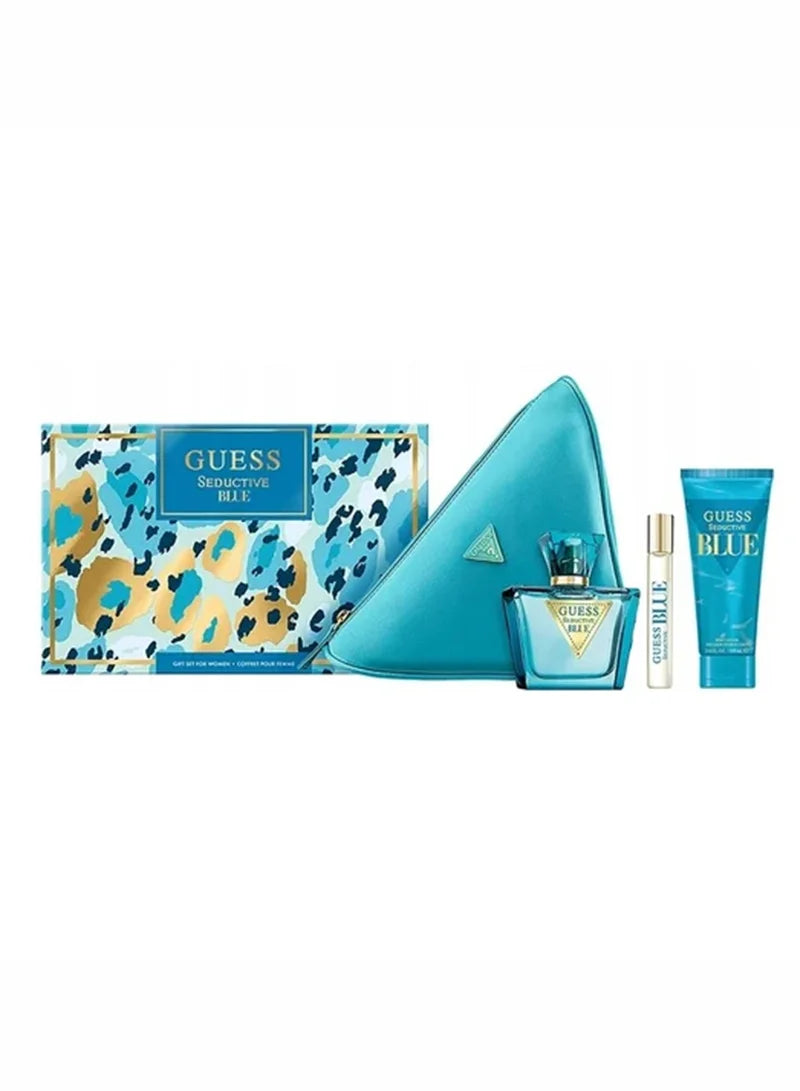 Guess – Seductive Blue Eau de Toilette Pouch Set for Women 75 ml + 15 ml + 100 ml Body Lotion
