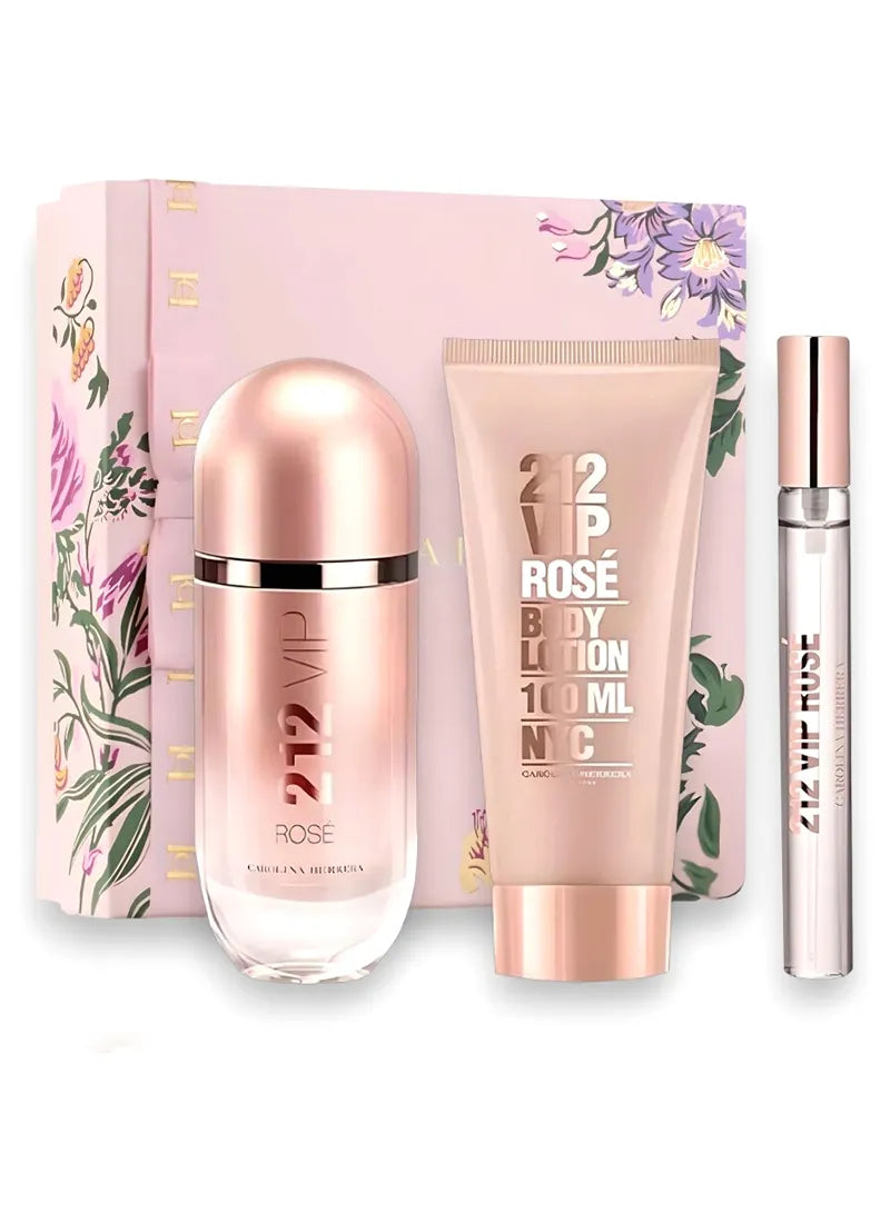 Carolina Herrera – 212 VIP Rosé Eau de Parfum Set for Women 80 ml + 10 ml + 100 ml Body Lotion