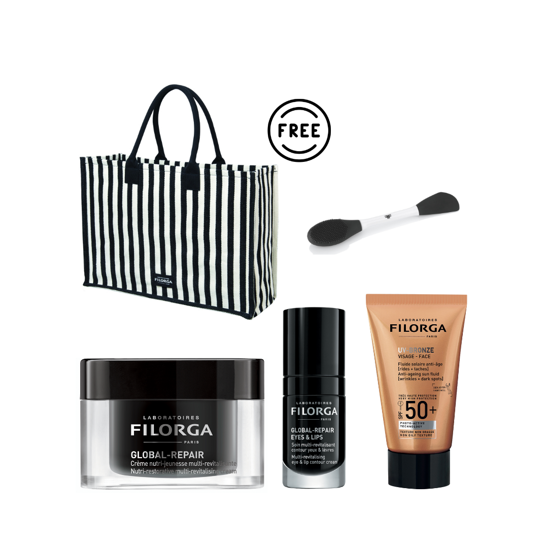 Global Repair Cream + Global Repair Eyes and Lips + UV Bronze + Free Filorga Summer Bag + Free Filorga Face Brush - Belle à Merveille