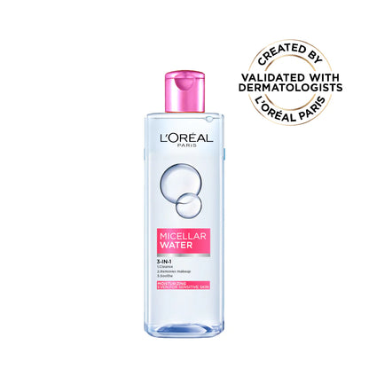 L'Oréal Paris, 3-in-1 Refreshing and Moisturizing Micellar Water, Cleanse, Remove Makeup and Soothe, for Sensitive and Normal to Dry Skin, 400ml