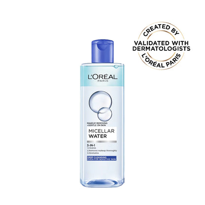L'Oréal Paris, 3-in-1 Bi-Phase Micellar Water, Deeply Cleanse, Remove Water Proof Makeup and Soothe, for All Skin Types and Sensitive Skin, 400ml