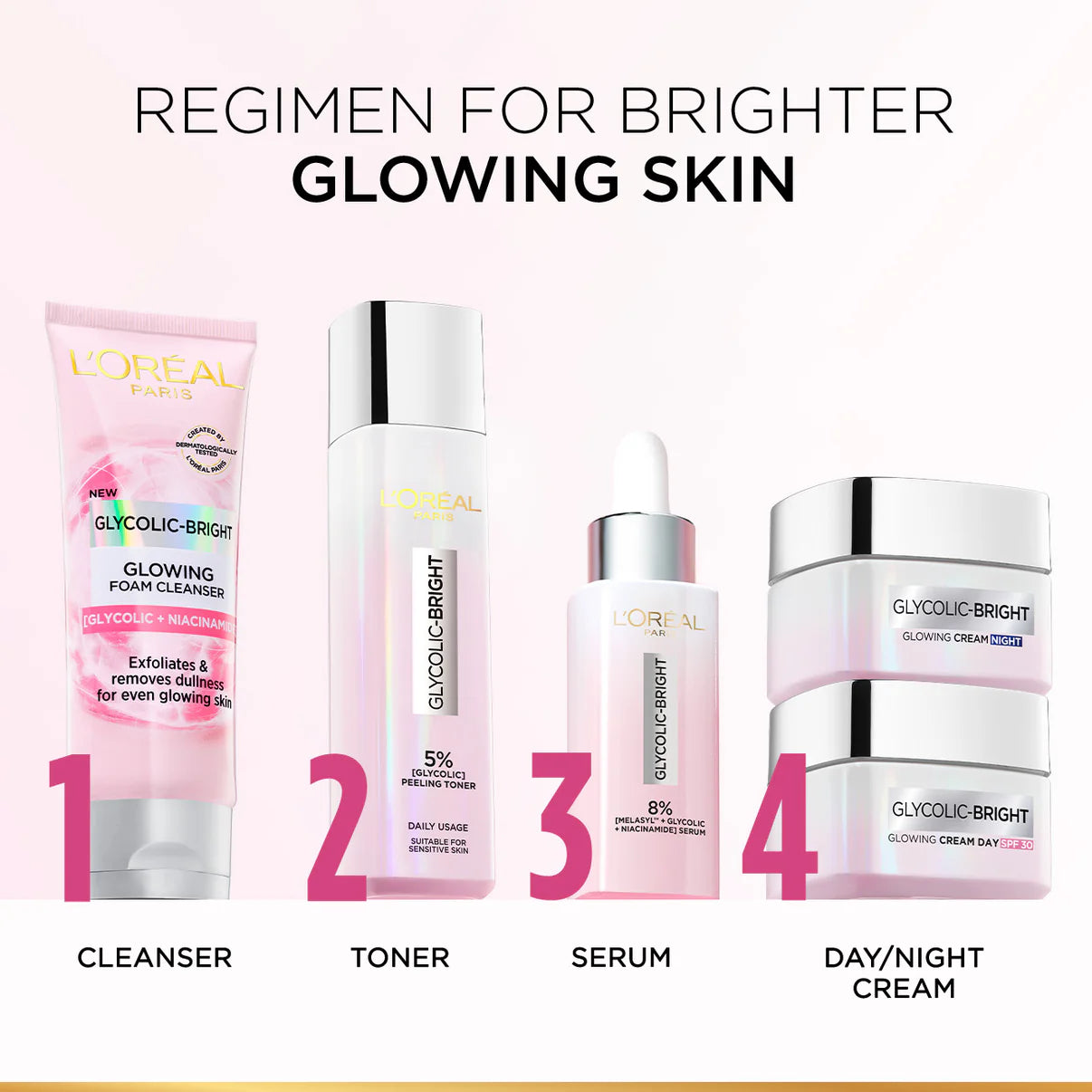 L’Oréal Paris, Glycolic-Bright Glowing Day Cream, for Dark Spots Reduction, Glow Boosting and Skin Tone Evenness, SPF 30, 50ml