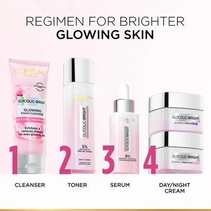 L’Oréal Paris, Glycolic-Bright Glowing Day Cream, for Dark Spots Reduction, Glow Boosting and Skin Tone Evenness, SPF 30, 50ml