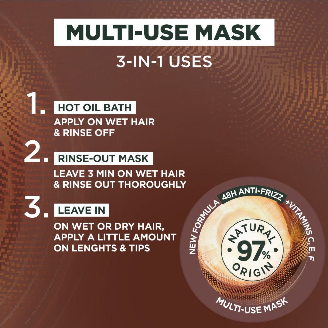 Garnier Ultra Doux Coconut Hair Food 3in1 Mask for frizzy hair, Boosted with Vitamins C, E & F - Belle à Merveille