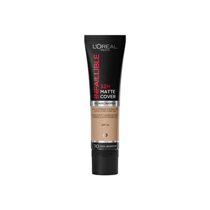 L'Oreal Paris Infaillible 32H Matte Cover Liquid Foundation, With 4% Niacinamide, Long Lasting, Natural Finish, SPF 25