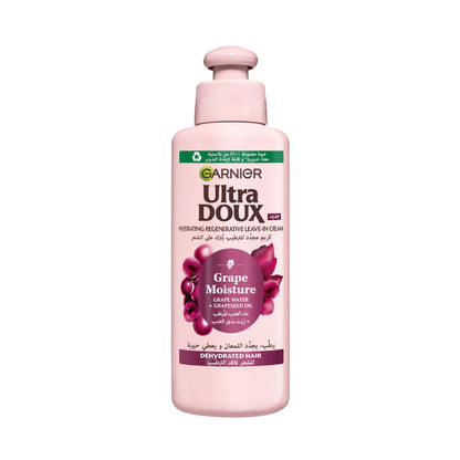 Garnier Ultra Doux Grape Moisture 2 in 1 Styling Cream, Volumizing Hydration for Dehydrated Hair. Hydrating Grape Water + Antioxidant Grapeseed Oil - Paraben-Free, Vegan, Cruelty-Free - 200ml