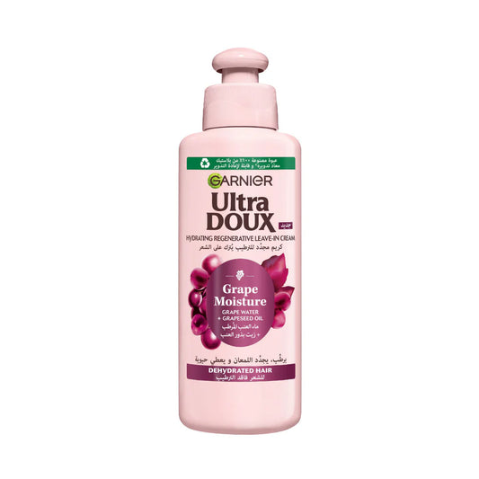 Garnier Ultra Doux Grape Moisture 2 in 1 Styling Cream, Volumizing Hydration for Dehydrated Hair. Hydrating Grape Water + Antioxidant Grapeseed Oil - Paraben-Free, Vegan, Cruelty-Free - 200ml