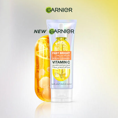 Garnier Fast Bright Serum Cleanser - Dual Action Foam Cleanser, Brightens in 1 Wash - For All Skin Types, Even Sensitive Skin - 100 ml