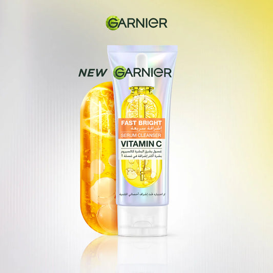 Garnier Fast Bright Serum Cleanser - Dual Action Foam Cleanser, Brightens in 1 Wash - For All Skin Types, Even Sensitive Skin - 100 ml