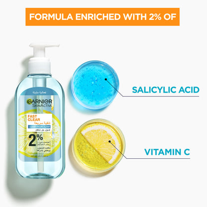 Garnier Fast Clear [2%] Salicylic Acid & Vitamin C - Anti-Acne Gel Wash (200mL)