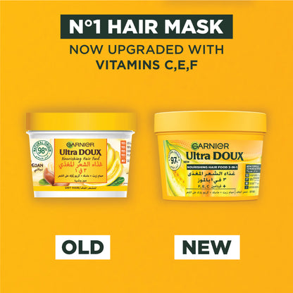 Garnier Ultra Doux Banana Vegan Hair Food 3in1 Mask for dry hair, Boosted with Vitamins C, E & F - Belle à Merveille