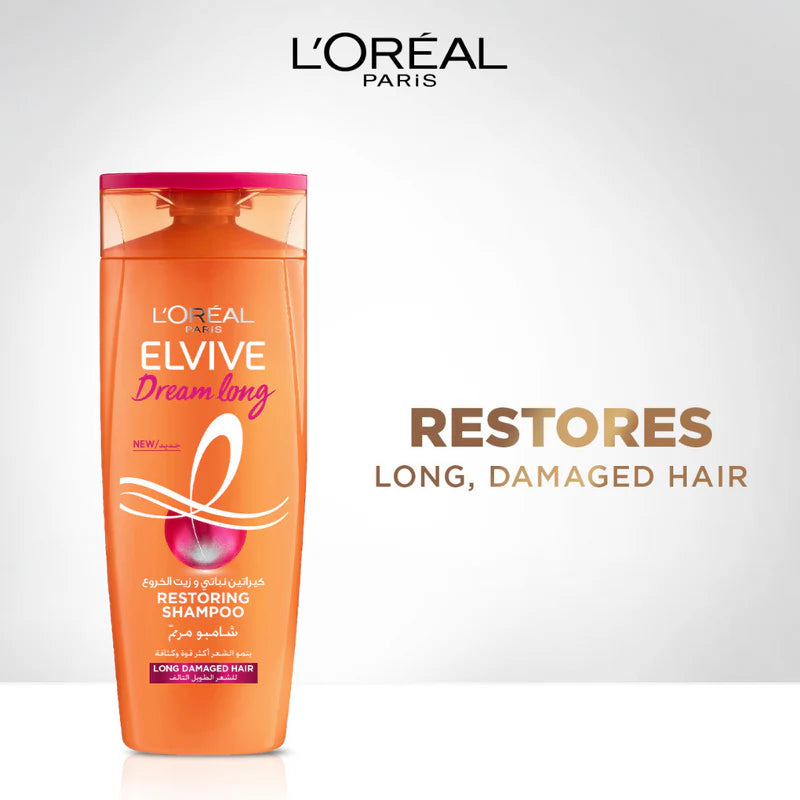 L’Oréal Paris Dream Long Restoring Shampoo For Long, Damaged Hair- Infused with Keratin and Protective Oil-600ml