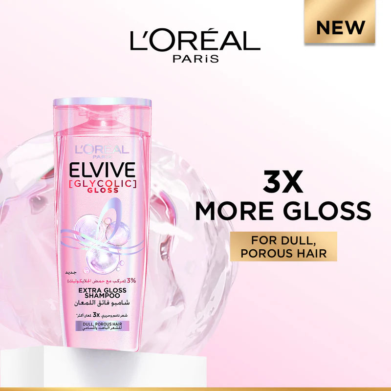L’Oréal Paris, Elvive, Glycolic Gloss Shampoo, Glossing treatment, 3% [Gloss Complex] with Glycolic Acid, 400ml