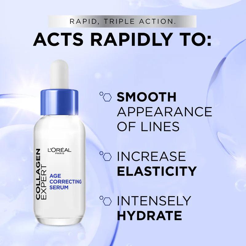 L’Oréal Paris, Collagen Expert Age-Correcting Serum with Glycerin & Collagen Peptide Fractions, for Firmness Boosting and Improved Elasticity, 30ml