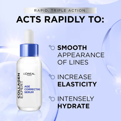 L’Oréal Paris, Collagen Expert Age-Correcting Serum with Glycerin & Collagen Peptide Fractions, for Firmness Boosting and Improved Elasticity, 30ml