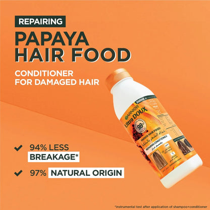 Garnier Ultra Doux Papaya Vegan Hair Food Conditioner, for damaged hair - Belle à Merveille