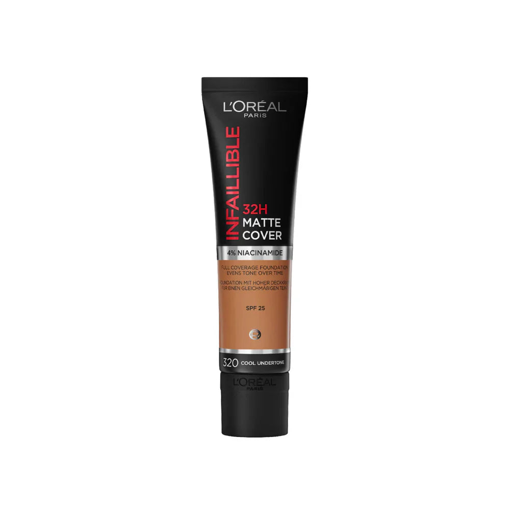 L'Oreal Paris Infaillible 32H Matte Cover Liquid Foundation, With 4% Niacinamide, Long Lasting, Natural Finish, SPF 25