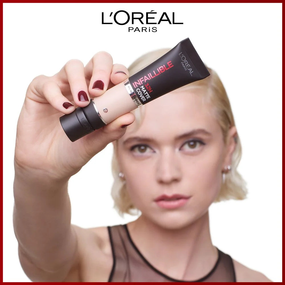 L'Oreal Paris Infaillible 32H Matte Cover Liquid Foundation, With 4% Niacinamide, Long Lasting, Natural Finish, SPF 25