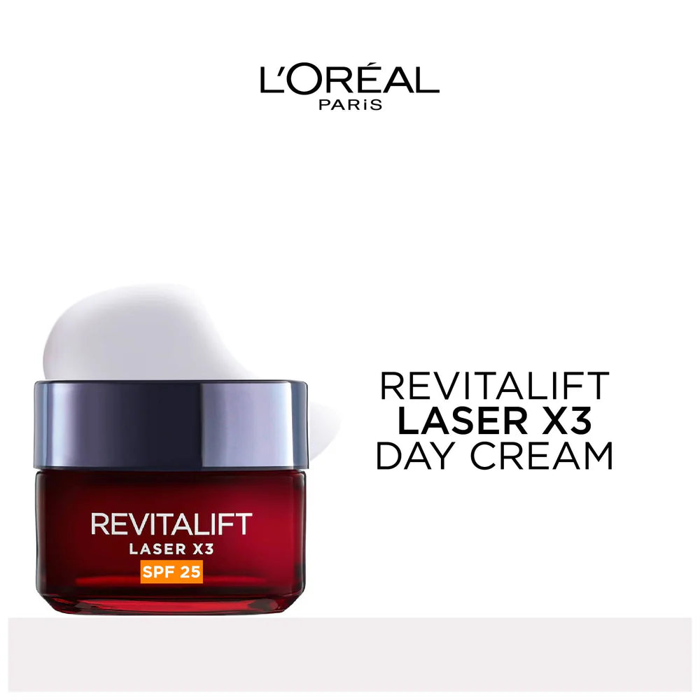 L’Oréal Paris, Revitalift Laser X3 Triple Action Anti-Aging Day Cream, to smooth Wrinkles, firm skin, and Brighten Complexion, SPF 25, 50ml