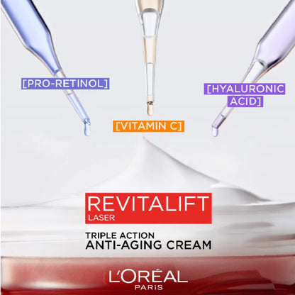 L’Oréal Paris, Revitalift Laser X3 Triple Action Anti-Aging Day Cream, to smooth Wrinkles, firm skin, and Brighten Complexion, SPF 25, 50ml