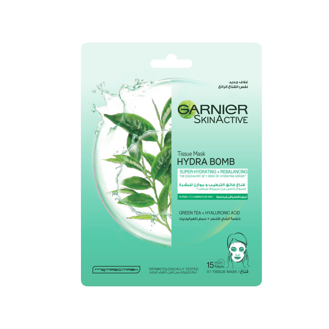 Garnier Hydra Bomb Green Tea Super-Hydrating & Rebalancing Tissue Mask for Normal to Combination Skin - Belle à Merveille