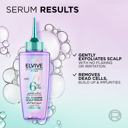 L'Oréal Paris, Hyaluron Pure Oil Erasing Scalp Serum with Salicylic Acid, for Oily Roots and Dehydrated Lengths
