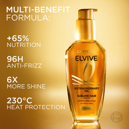 L’Oréal Paris Elvive Extraordinary Hair Oil Treatment, Non-Sticky Serum For Dry Hair-100ml