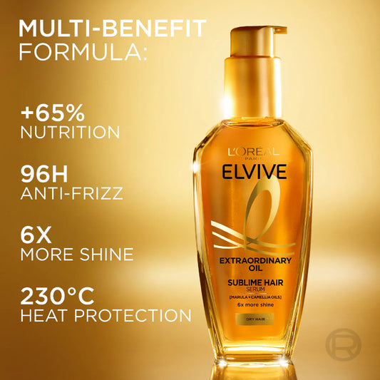 L’Oréal Paris Elvive Extraordinary Hair Oil Treatment, Non-Sticky Serum For Dry Hair-100ml