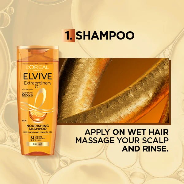 L’Oreal Paris Elvive Extraordinary Oil Nourishing Shampoo - For Normal Hair With Tendency To Dry-400 mL.