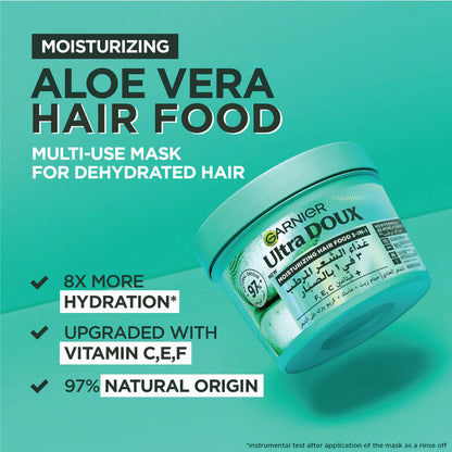 Garnier Ultra Doux Aloe Vera Vegan Hair Food 3in1 Mask for dehydrated hair, Boosted with Vitamins C, E & F - Belle à Merveille