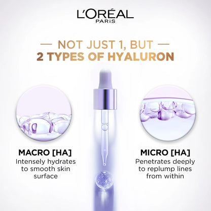 L’Oréal Paris, Hyaluron Expert Replumping Face Serum, with 1.5% Hyaluronic Acid, for Fine Lines Reduction, Hydration and Youthful Looking Skin , 30ml