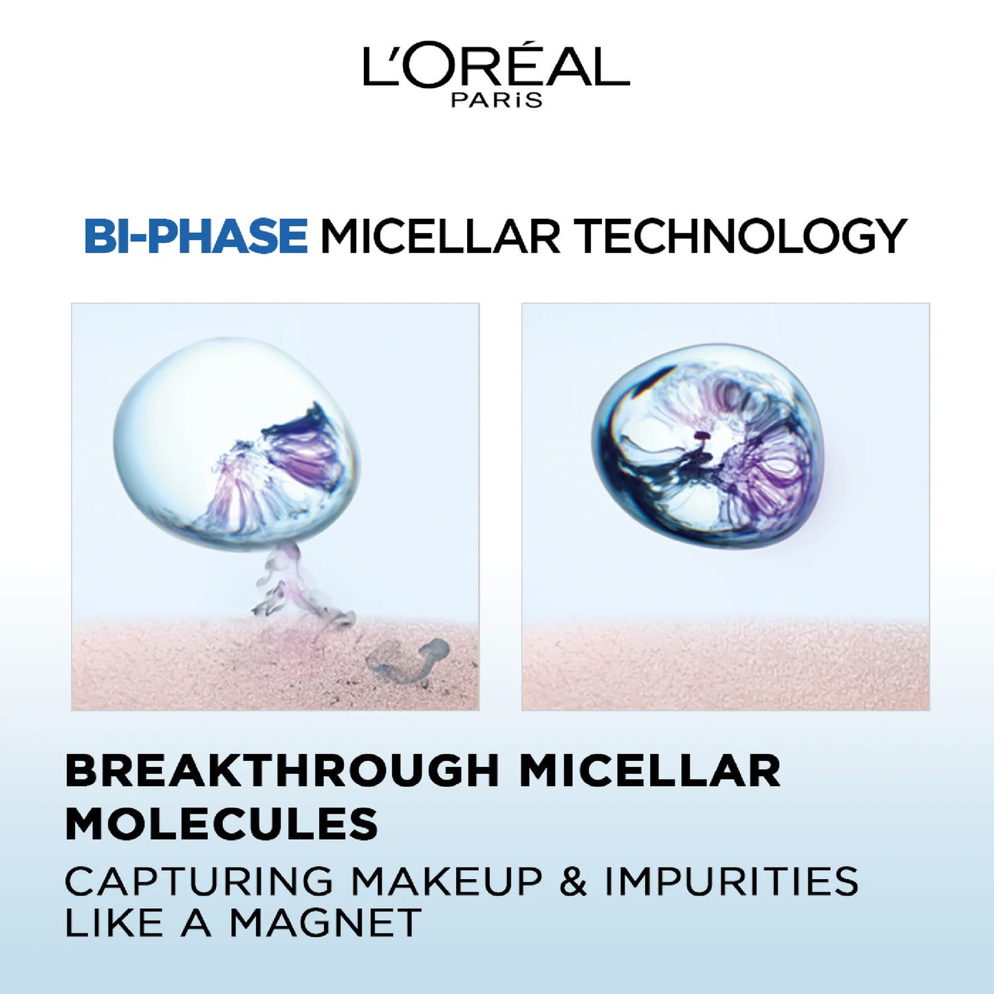 L'Oréal Paris, 3-in-1 Bi-Phase Micellar Water, Deeply Cleanse, Remove Water Proof Makeup and Soothe, for All Skin Types and Sensitive Skin, 400ml