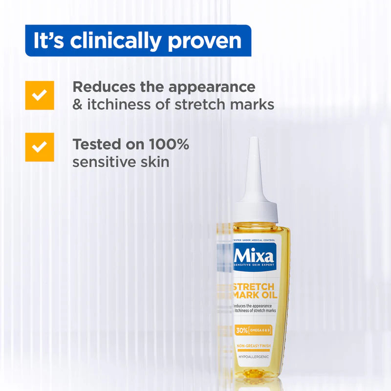 Mixa Anti Stretch Mark Oil - For Skin with Stretch Marks - With 30% Omega 6 & 9 - 100 ml