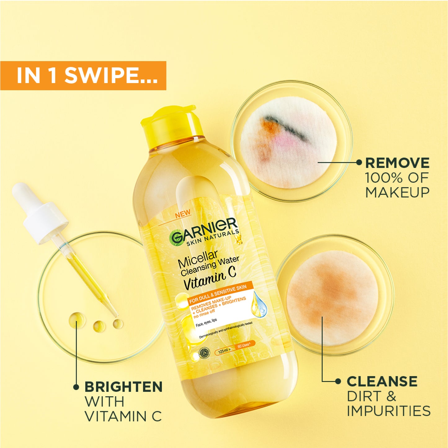 Garnier Vitamin C Micellar Water Facial Brightening Cleanser and Makeup Remover 400ml