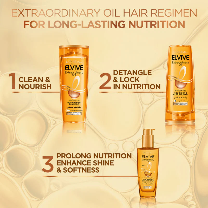 L’Oreal Paris Elvive Extraordinary Oil Nourishing Shampoo - For Normal Hair With Tendency To Dry-400 mL.