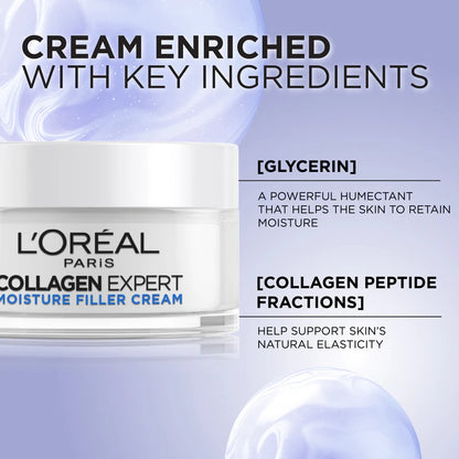 L’Oréal Paris, Collagen Expert Moisture-Filling Cream, With Glycerin & Collagen Peptide Fractions, for Firmness Boosting and Improved Elasticity, 50ml
