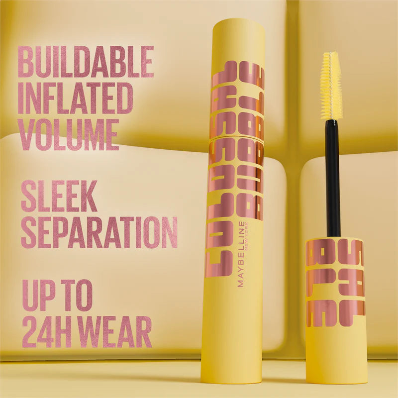 Maybelline New York Colossal Bubble Mascara Buildable Sleek Volume and Long Lasting 24HR Wear Mascara| Inflator Comb Brush to Separate Lashes