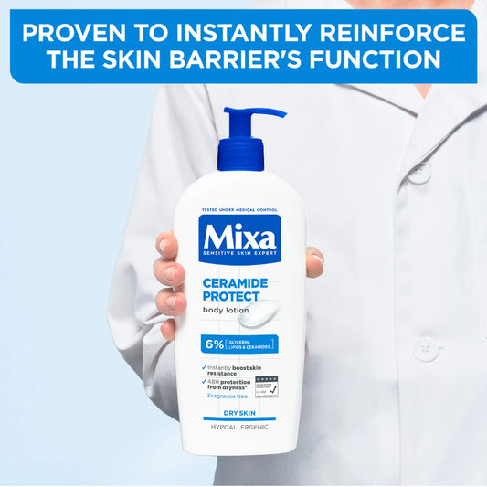 Mixa Ceramide Protect Body Lotion - For Dry, Very Dry and Sensitive Skin - With 6% Glycerin, Lipids & Ceramides
