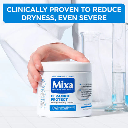 Mixa Ceramide Protect Cream Jar - For Dry, Very Dry and Sensitive Skin - With 10% Glycerin, Squalane and Ceramides - For Face, Hands & Body - 400 ml