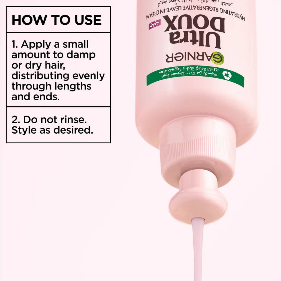 Garnier Ultra Doux Grape Moisture 2 in 1 Styling Cream, Volumizing Hydration for Dehydrated Hair. Hydrating Grape Water + Antioxidant Grapeseed Oil - Paraben-Free, Vegan, Cruelty-Free - 200ml