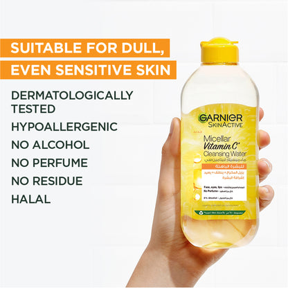 Garnier Vitamin C Micellar Water Facial Brightening Cleanser and Makeup Remover 400ml